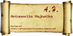 Antunovits Hajnalka névjegykártya